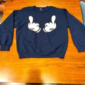 Mickey Mouse double middle finger crewneck. Size Large